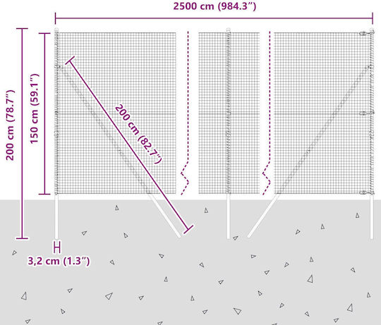 vidaXL Plasă de sârmă Galvanizat Module Gri 1.5x25m