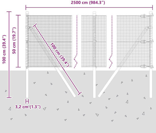vidaXL Συρματόπλεγμα Γαλβανιζέ Σετ Γκρι 0.5x25m