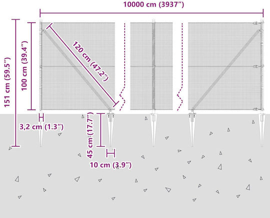 vidaXL Drahtzaun Stacheldraht Set Grün 100m