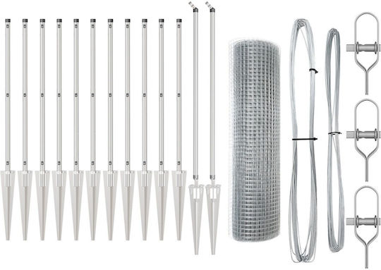 vidaXL Galvanized Concertina Wire Fencing Set Silver 25m