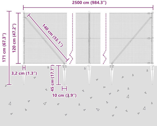 vidaXL Plasă de sârmă Galvanizat Module Argintiu 1.2x25m