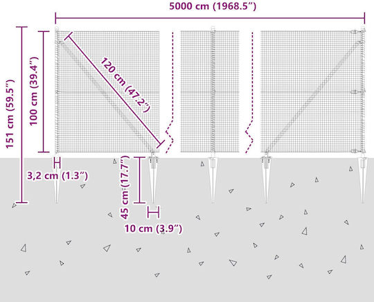 vidaXL Ситова мрежа Галванизирано Подредба Сив 1x50м