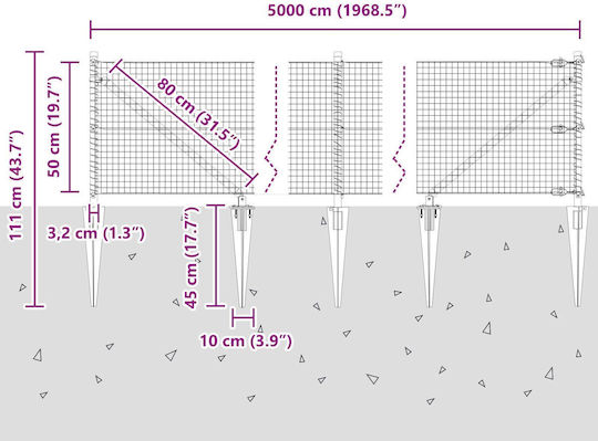 vidaXL Plasă De Sârmă Module Verde 50m