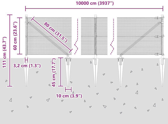 vidaXL Drahtgeflecht Verzinkt Elektrische Gitarren Grün 0.6x100m