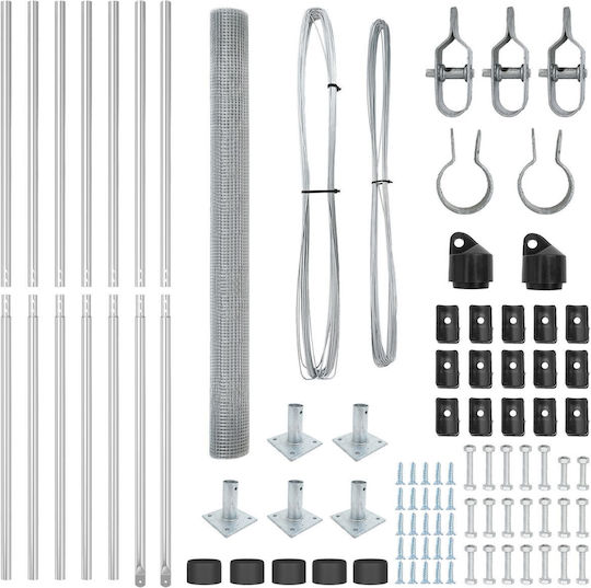 vidaXL Wire Fencing Galvanized Set Silver 1.5x10m