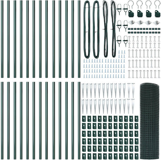 vidaXL Wire Fencing Galvanized Set Green 1x50m