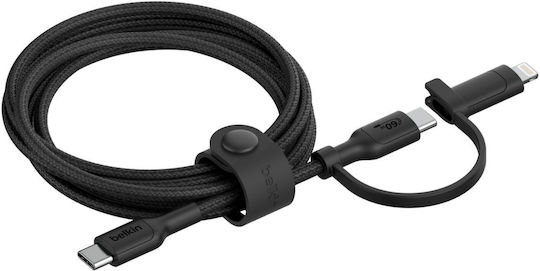Belkin Braided USB to Type-C / Lightning Cable Μαύρο 1.5m (CAC003HQ1.5MBK)