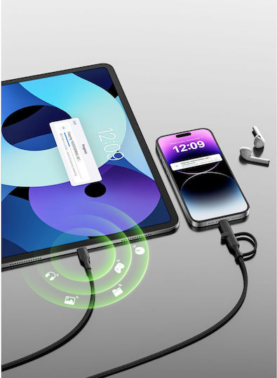 Belkin Braided USB to Type-C / Lightning Cable Μαύρο 1.5m (CAC003HQ1.5MBK)