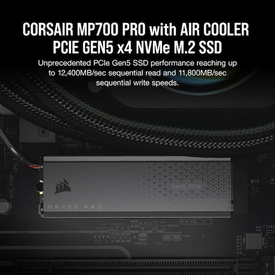 Corsair MP700 PRO SSD 2TB M.2 Type with PCI Express 5.0 Connection and Heatsink CSSD-F2000GBMP700PRO