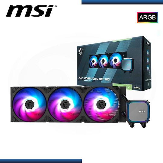 MSI MAG Coreliquid A13 360 Охлаждане AIO CPU с 3 вентилатора 120mm и ARGB осветление