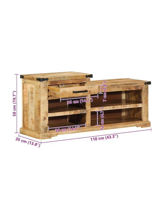 Suport pentru pantofi din Lemn Masiv L110xW35xH50cm