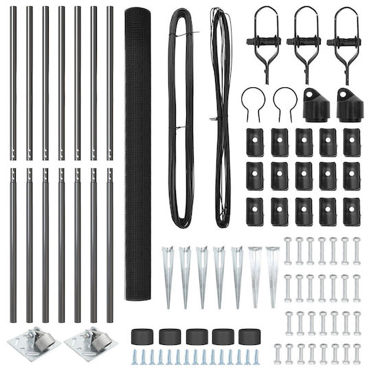 Vidaxl Set of Metal Fence Posts Set of 2 Grey Metal Plastic