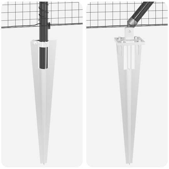 Vidaxl Set of Metal Fence Posts Set of 2 Grey Metal Plastic