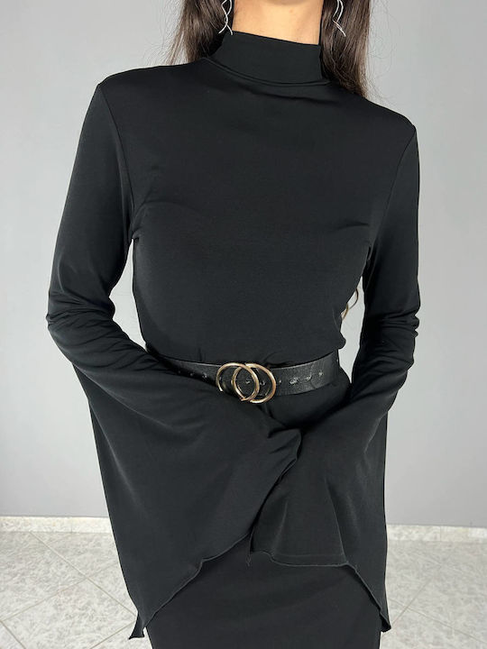 Midi Dress for Wedding - Christening Open Back Black