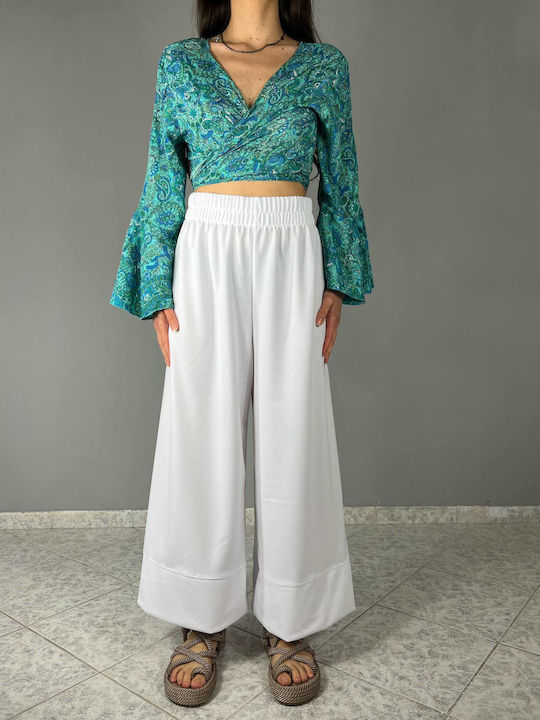 Women's Trousers with Rubber Band White