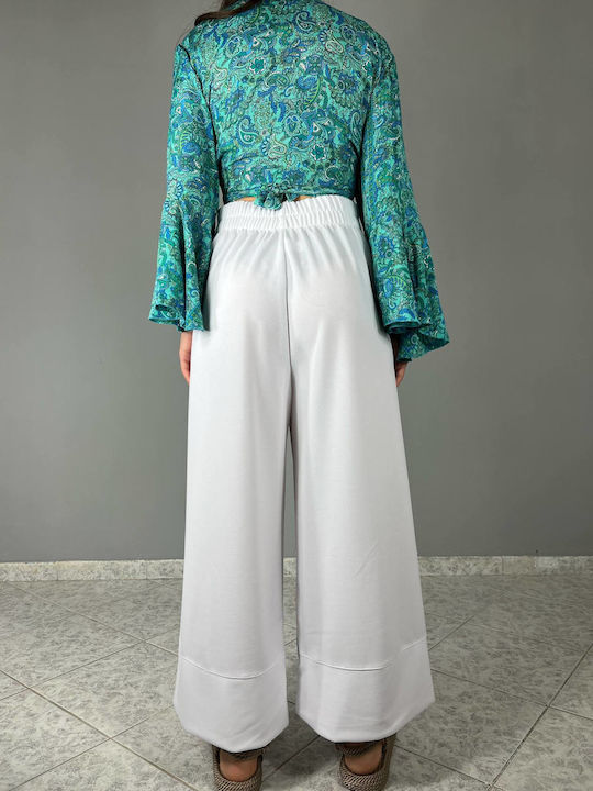 Women's Trousers with Rubber Band White