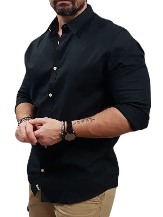 Μακρυμάνικo Λινό Πουκάμισο Black