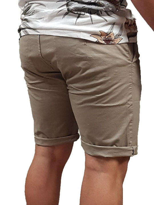 Rebase Ανδρική Βερμούδα Chino Pale Green, Ecru