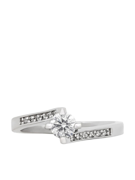 Savvas Design Einzelner Steinring aus Weißgold 18K