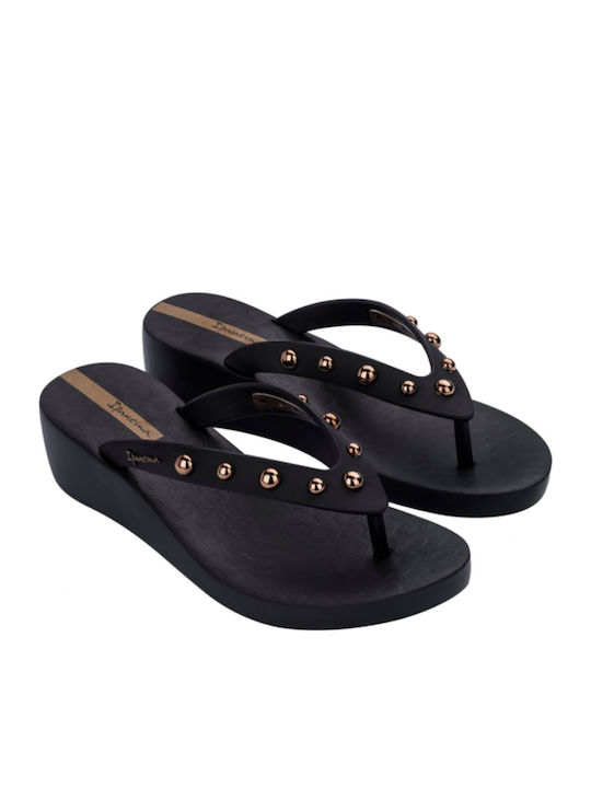 Plat Glam Flip Flops With Platform In Black Colour