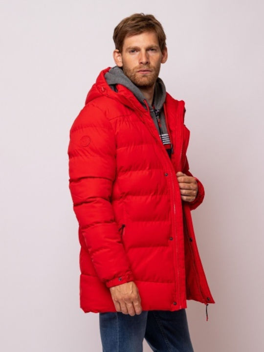 Geacă Puffer de Iarnă Waterproof și cu Protecție împotriva Vântului Roșu
