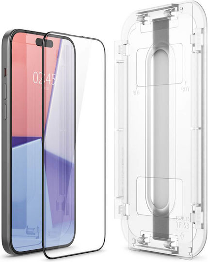 Spigen Glas.Tr 0.3mm Vollflächig gehärtetes Glas Schwarz (iPhone 15)
