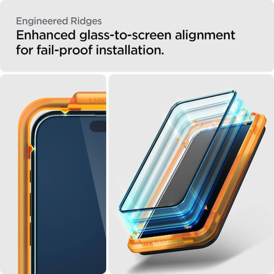 Spigen Glas.Tr Align Full Face Tempered Glass 2τμχ Μαύρο (iPhone 15 Pro Max)