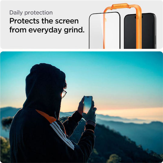Spigen Glas.Tr Align Full Face Tempered Glass 2τμχ Μαύρο (iPhone 15 Pro Max)