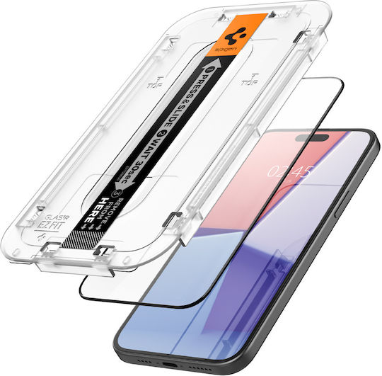 Spigen Glas.tr Ez Fit Закалено стъкло за цялото лице Черен (iPhone 15 Plus)