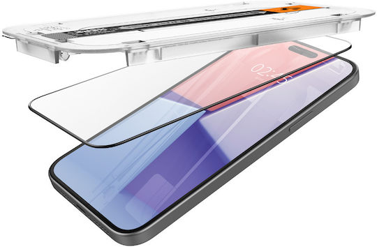 Spigen Glas.tr Ez Fit Закалено стъкло за цялото лице Черен (iPhone 15 Plus)