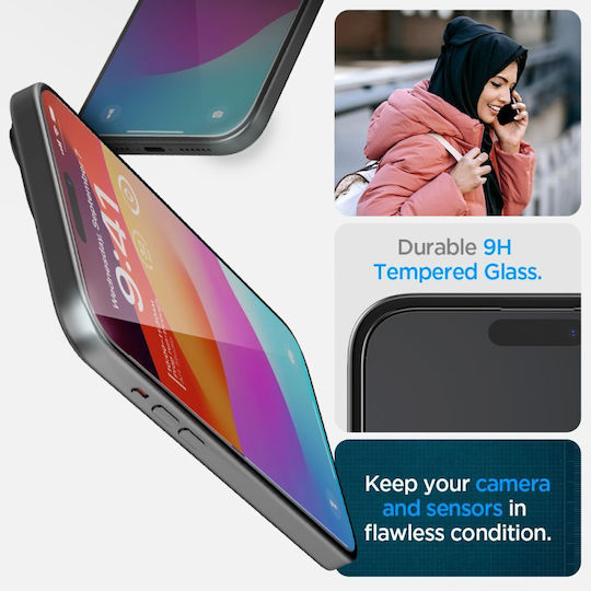 Spigen Glas.tr Ez Fit Закалено стъкло за цялото лице Черен (iPhone 15 Plus)