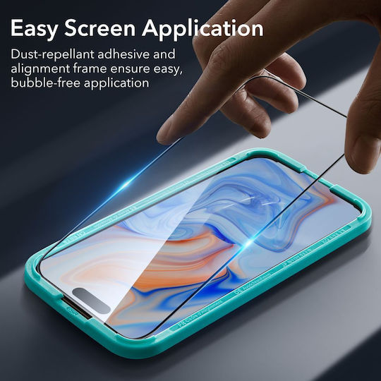 ESR Black Full Face Tempered Glass 2τμχ Μαύρο (iPhone 15 Plus / 16 Plus)