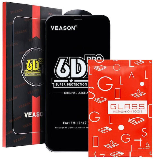 Veason Full Face Tempered Glass Negru (iPhone 15 Pro)