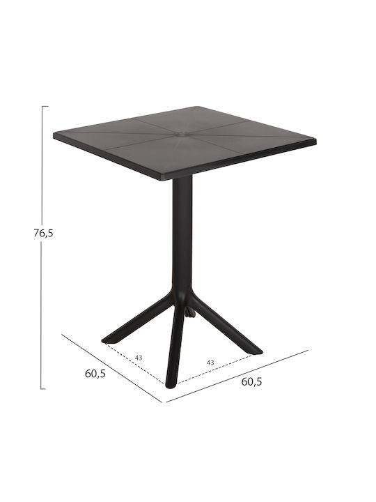 Catering Table for Small Outdoor Spaces Made of Polypropylene Foldable Terrin Dark Grey 60.5x60.5x76cm