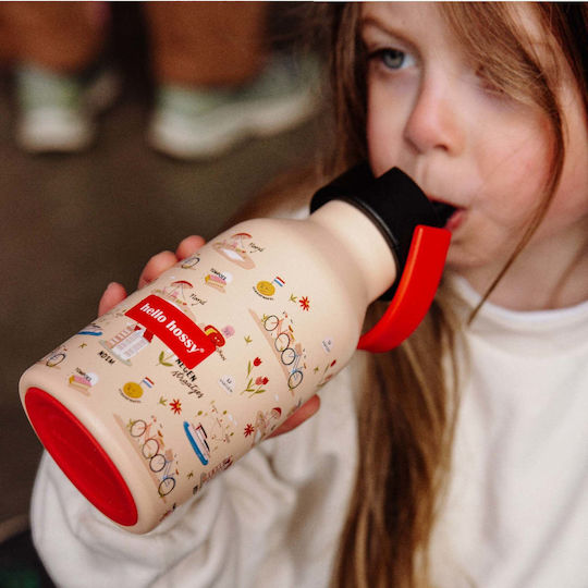 Hello Hossy Kids Water Bottle Stainless Steel with Straw 350ml