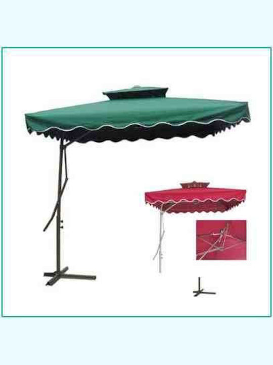Garten & Terrassen Sonnenschirm Hängend Quadratisch Aluminium Grün mit Ständer 2.14x2.14m 585373