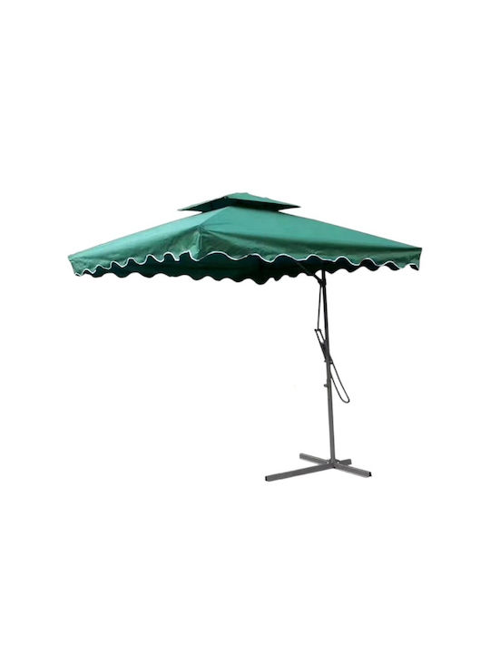 Garten & Terrassen Sonnenschirm Hängend Quadratisch Aluminium Grün mit Ständer 2.14x2.14m 585373