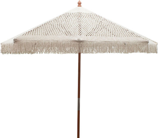Umbrelă Rotundă Din Lemn Brilie Ecru Φ2.7xÎ2.6m