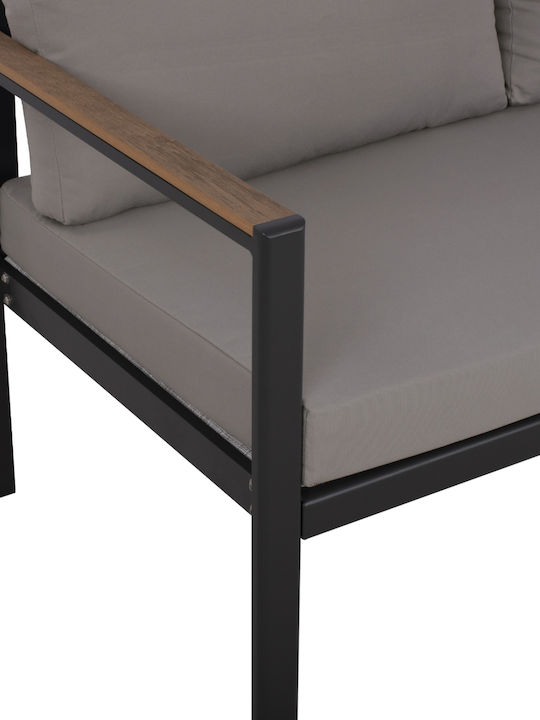 Safiya Canapea cu două locuri Exterior Metalic Gri cu Perne 144x70x85cm