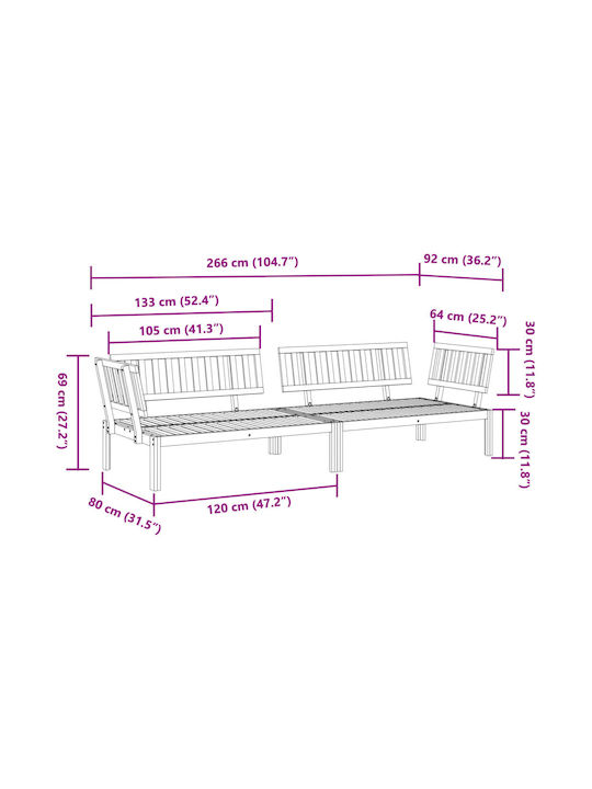 Canapea Tree-Seater Exterior din Paleți 120x80cm