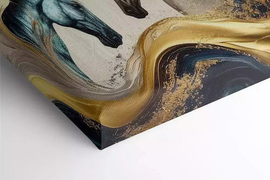 Πίνακας Καμβά Μπλε & Λευκό Άλογο Knv2505 80cm X 120cm