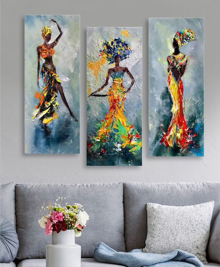 HomeMarkt African Τρίπτυχος Πίνακας Ξύλινος 60x50cm