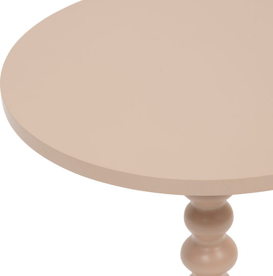 Round Side Wooden Coffee Table Beige W38xL50xH50cm