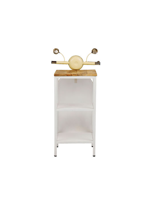 Ορθογώνιο Βοηθητικό Τραπεζάκι Mini Vespa Μεταλλικό Cream Λευκό Φυσικό Μ45xΠ61xΥ88εκ.