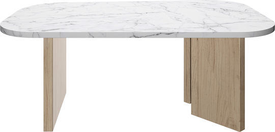 Οβάλ Κεντρικό Τραπεζάκι Quartz Natural Chestnut / Marble Μ105xΠ58xΥ39εκ.