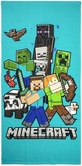 Πετσέτα Θαλάσσης Quick Dry Mojang Minecraft 49 70x140 Blue 100% Microfiber