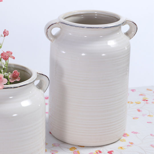 Декоративна керамична ваза Nef-nef Homeware Lora 21x15 екрю