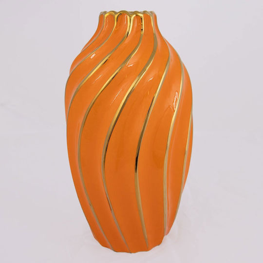 Βάζο Κεραμικό Πορτοκαλί Φ17xΥ30.5cm