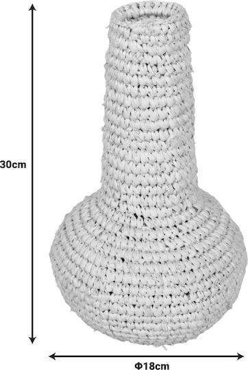 Inart Βάζο Ψάθινο Sannery Μπεζ Φ18xΥ30cm