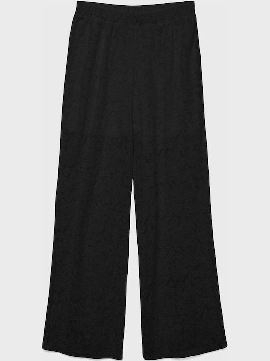 Pantaloni Largi Dama În Fit Lejer Negru